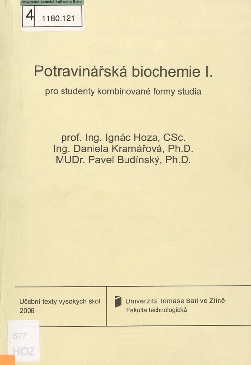 Potravinářská biochemie I: pro studenty kombinované formy studia