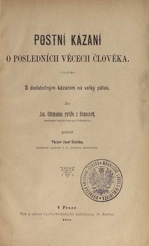 Postní kázání o posledních věcech člověka