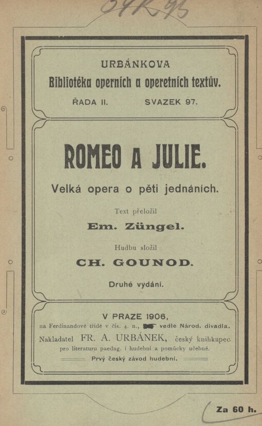 Romeo a Julie :velká opera o pěti jednáních
