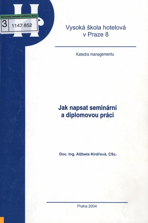 Jak napsat seminární a diplomovou práci: studijní materiál