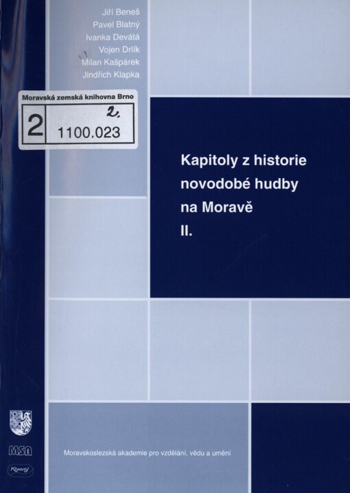 Kapitoly z historie novodobé hudby na Moravě