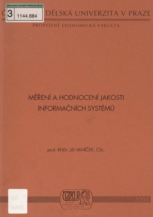 Měření a hodnocení jakosti informačních systémů