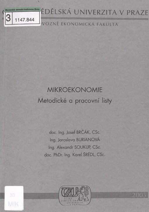 Mikroekonomie: metodické a pracovní listy