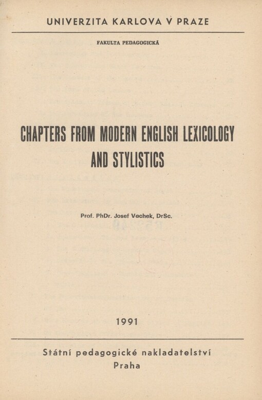 Chapters from modern English lexicology and stylistics