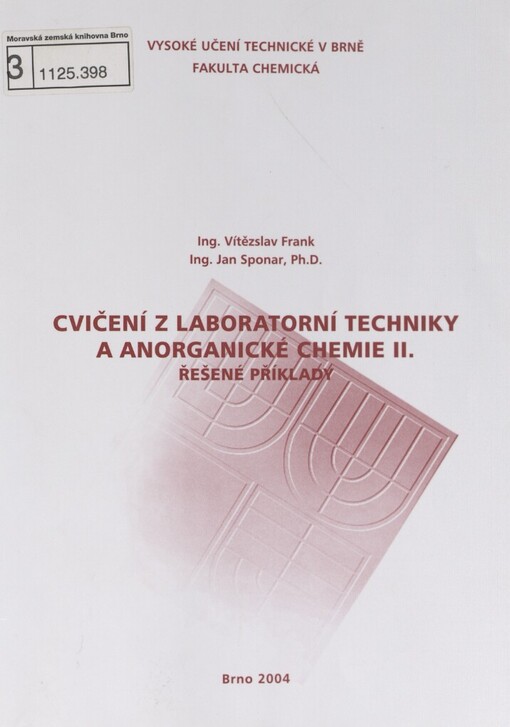 Cvičení z laboratorní techniky a anorganické chemie: řešené příklady