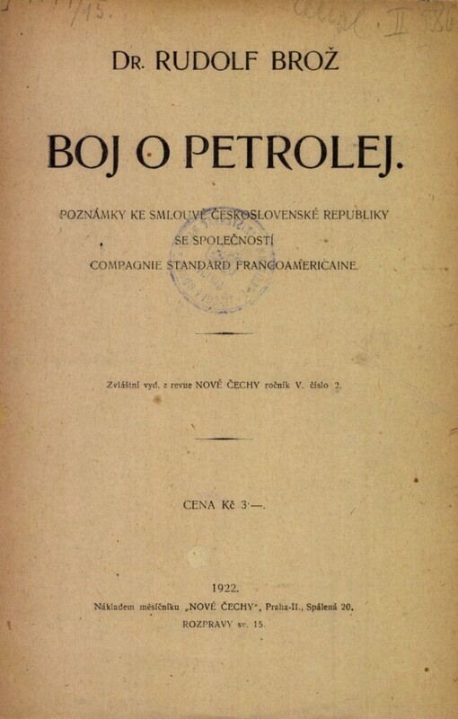 Boj o petrolej: Pozn. ke smlouvě Čsl. republiky se společností Compagnie Standard Francoamericaine