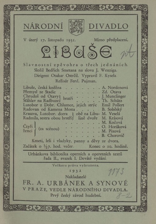 Libuše: Slavnostní zpěvohra o třech jednáních