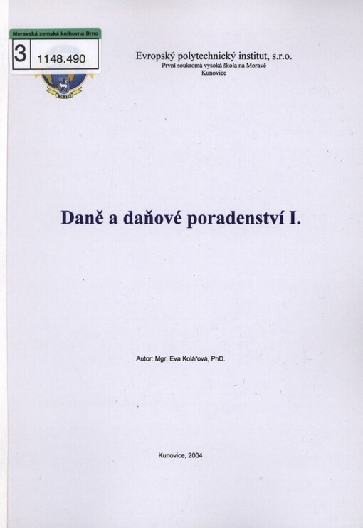 Daně a daňové poradenství I