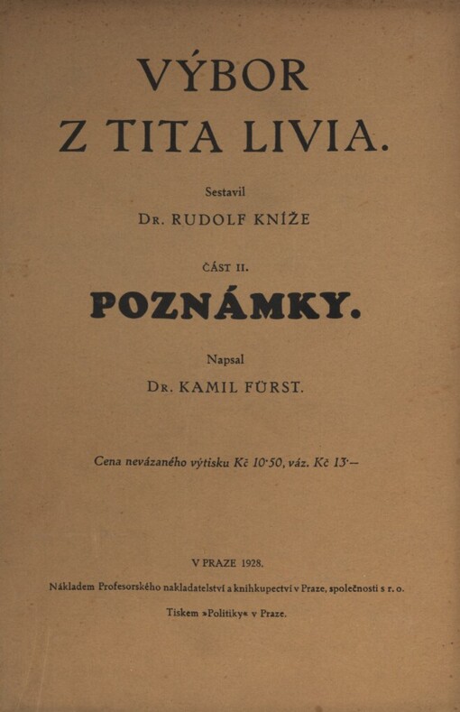 Výbor z Tita Livia.Část II, Poznámky
