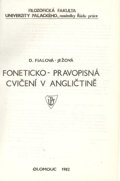 Foneticko-pravopisná cvičení v angličtině :určeno pro 1. roč. přestavbového studia a učitele na stř. školách