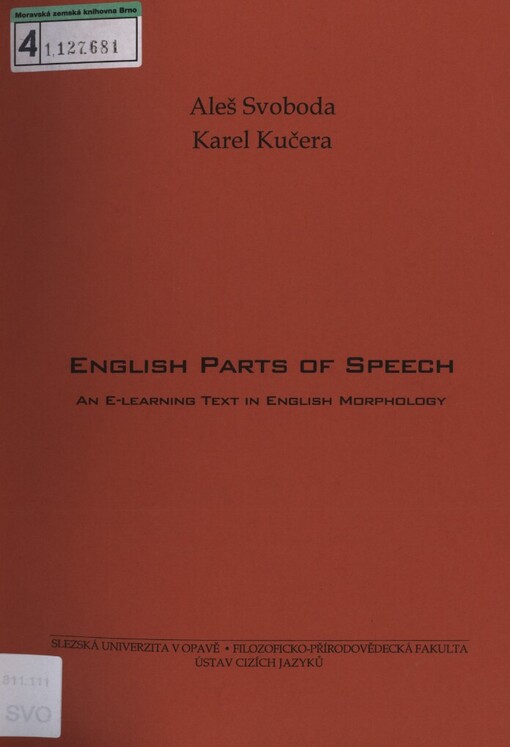 English parts of speech: an E-learning text in English morphology