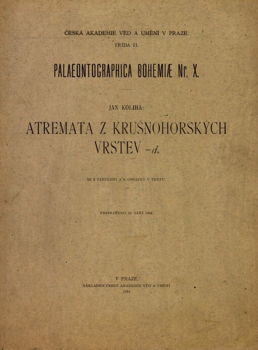 Atremata z krušnohorských vrstev - d ALFA :předloženo 10. září 1924