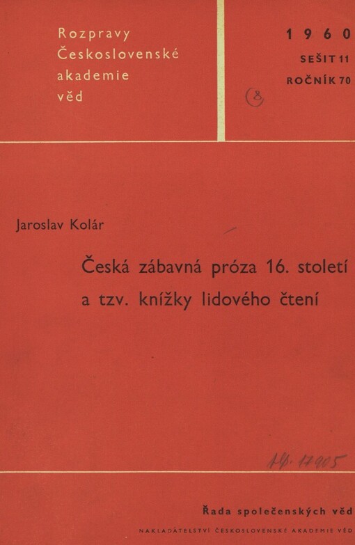 Česká zábavná próza 16. století a tzv. knížky lidového čtení