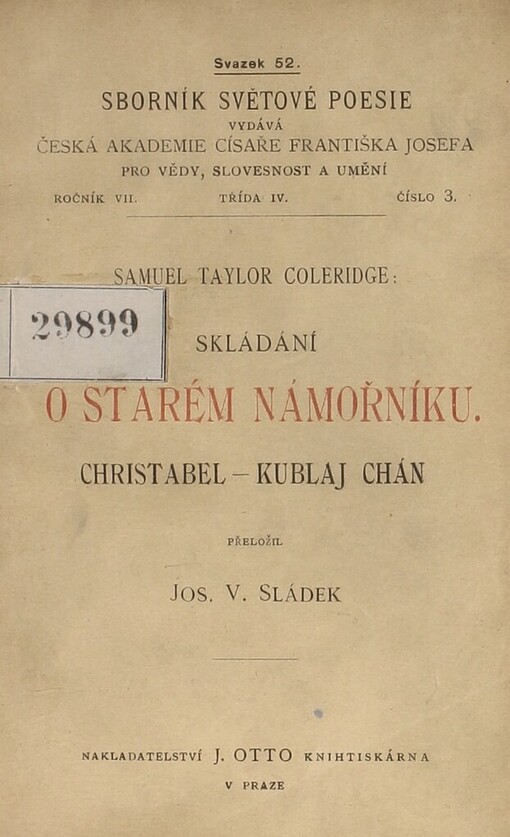 Skládání o starém námořníku ;Christabe ;-Kublaj Chán