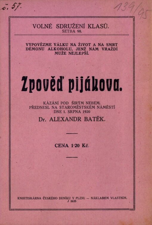 Zpověd pijákova: kázání pod širým nebem