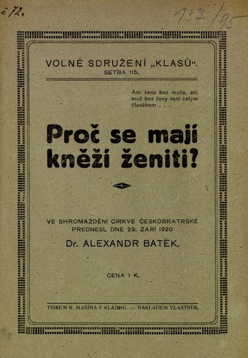 Proč se mají kněží ženiti?