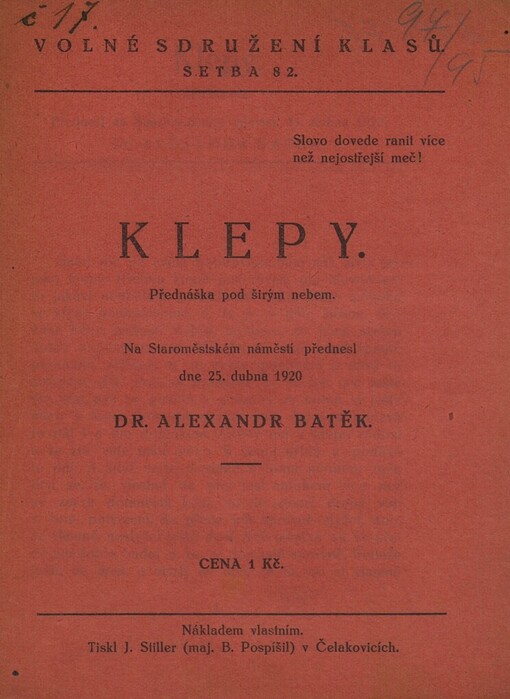Klepy: přednáška pod širým nebem