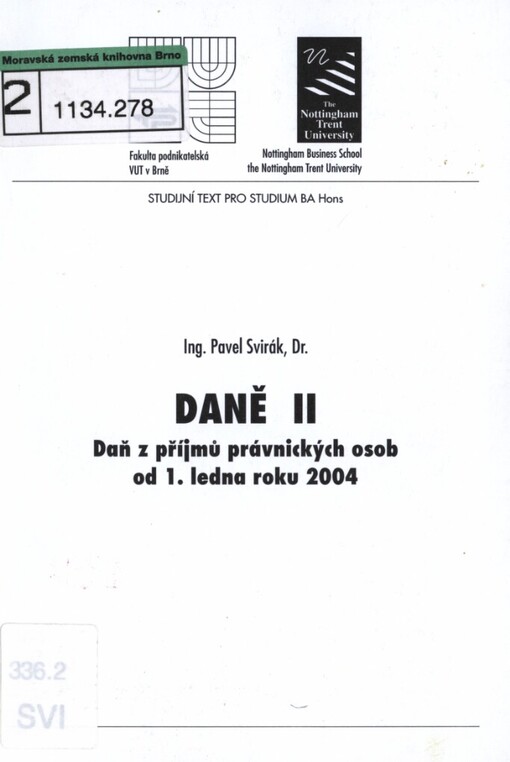 Daně II: daň z příjmů právnických osob od 1. ledna roku 2004