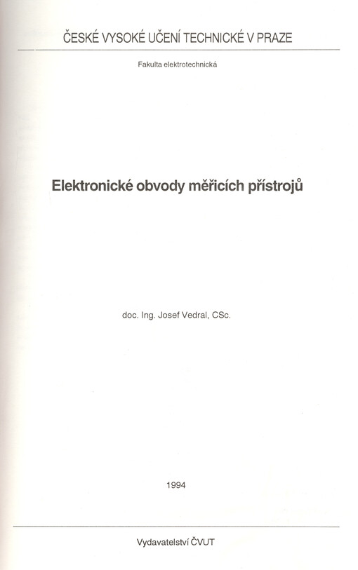 Elektronické obvody měřicích přístrojů