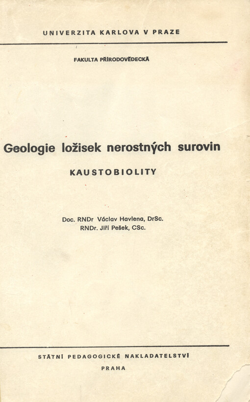 Geologie ložisek nerostných surovin :kaustobiolity