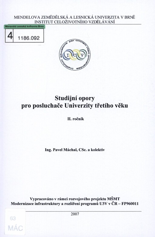 Studijní opory pro posluchače Univerzity třetího věku: 2. ročník