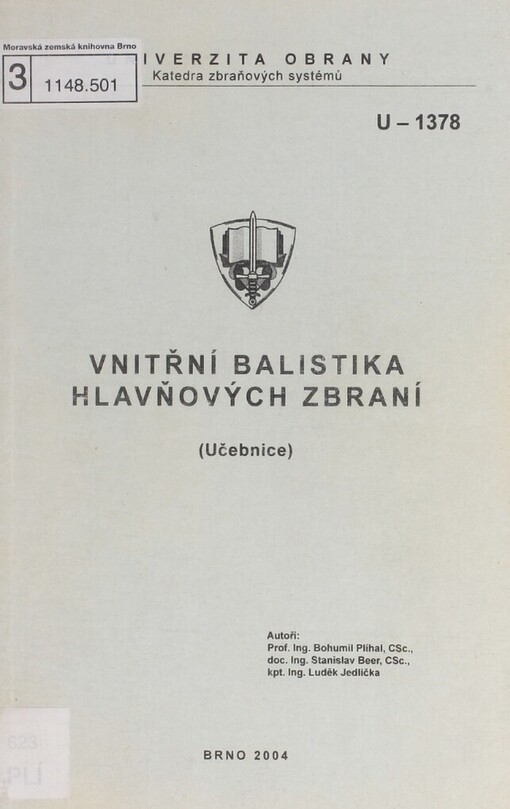 Vnitřní balistika hlavňových zbraní: učebnice