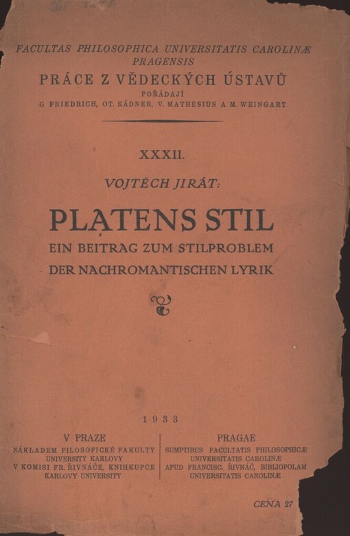 Platens Stil: ein Beitrag zum Stilproblem der nachromantischen Lyrik