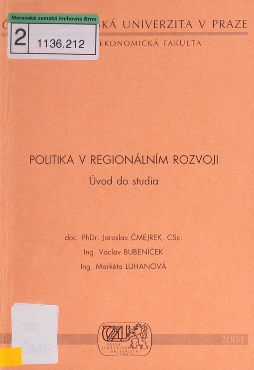 Politika v regionálním rozvoji: úvod do studia