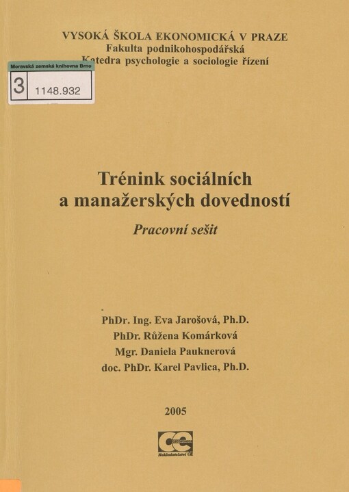 Trénink sociálních a manažerských dovedností: pracovní sešit