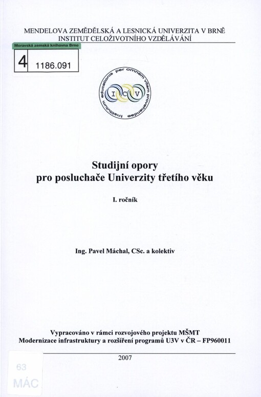 Studijní opory pro posluchače Univerzity třetího věku: I. ročník
