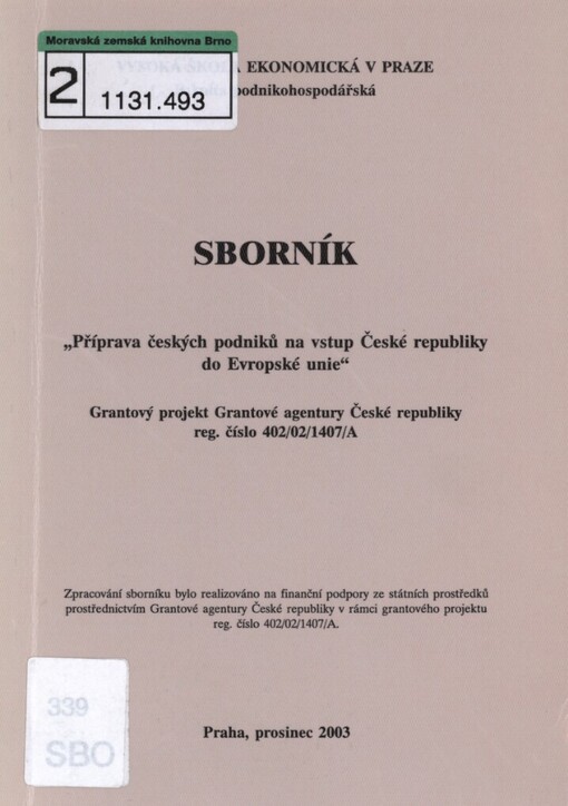 Příprava českých podniků na vstup České republiky do Evropské unie :sborník