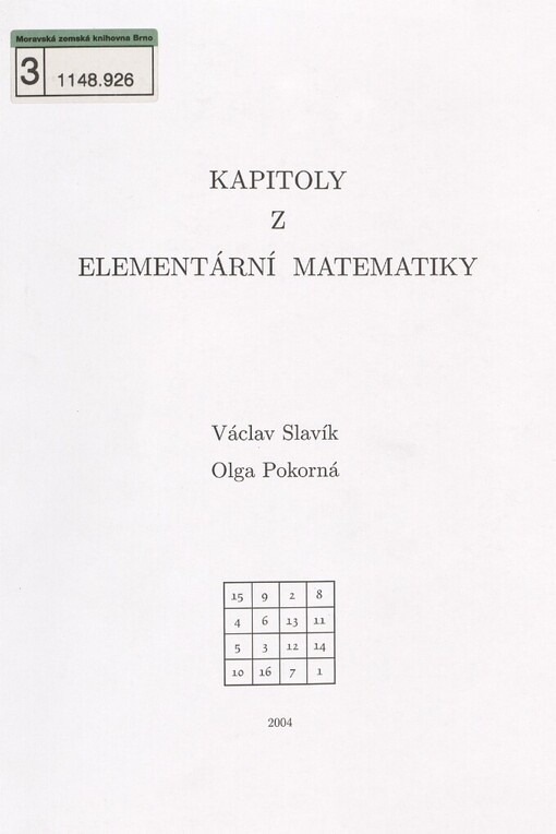 Kapitoly z elementární matematiky: minimální požadavky pro studium na ČZU