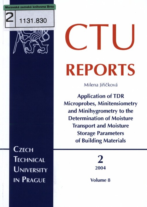 Application of TDR microprobes minitensiometry and minihygrometry to the determination of moisture transport and moisture storage parameters of building materials