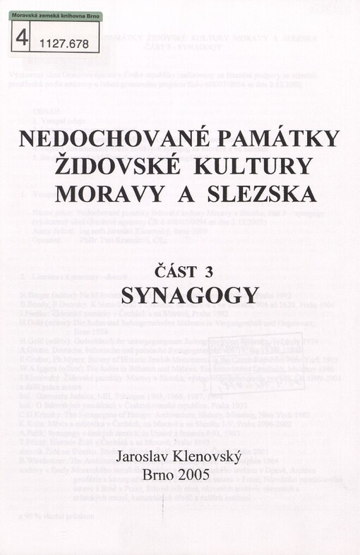 Nedochované památky židovské kultury Moravy a Slezska