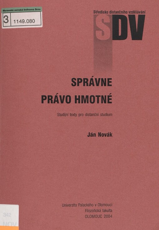 Správne právo hmotné: studijní texty pro distanční studium