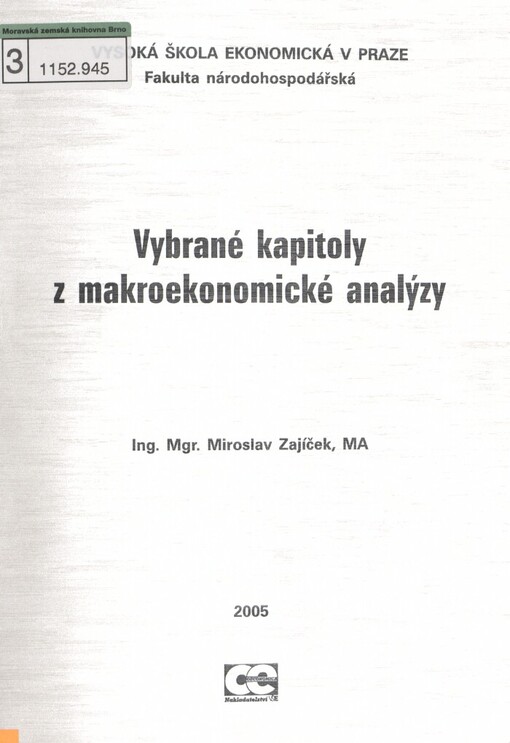 Vybrané kapitoly z makroekonomické analýzy