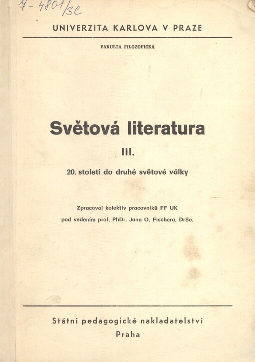 Světová literatura.III.,20. století do druhé světové války, III., 20. století do druhé světové války