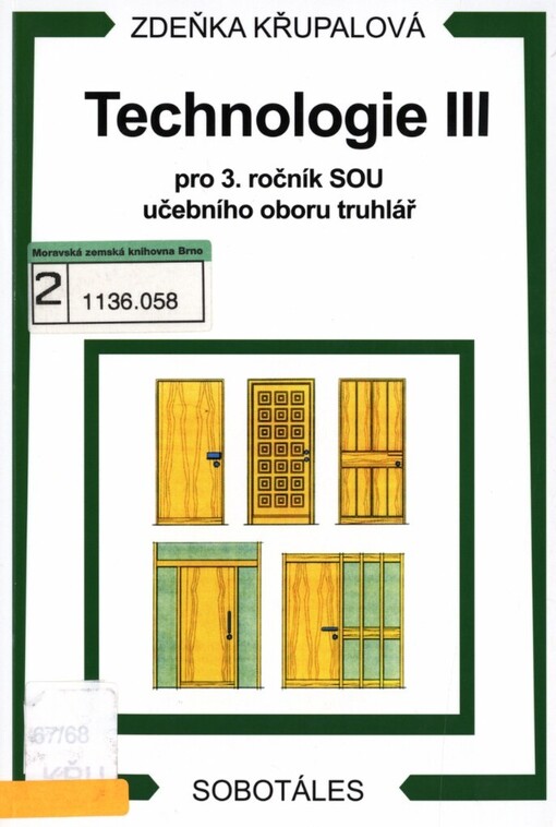 Technologie III pro 3. ročník SOU učebního oboru truhlář
