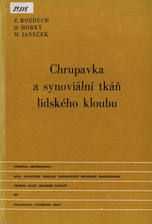 Chrupavka a synoviální tkáň lidského kloubu