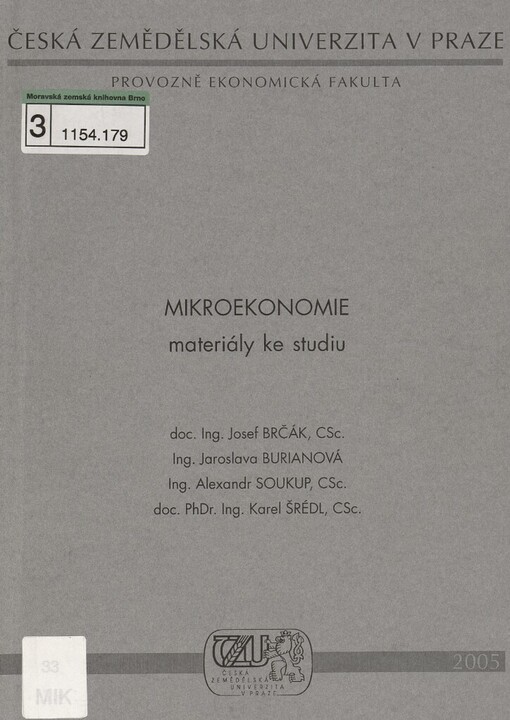 Mikroekonomie: materiály ke studiu