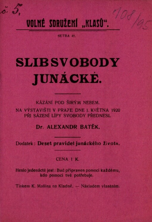 Slib svobody junácké: kázání pod širým nebem