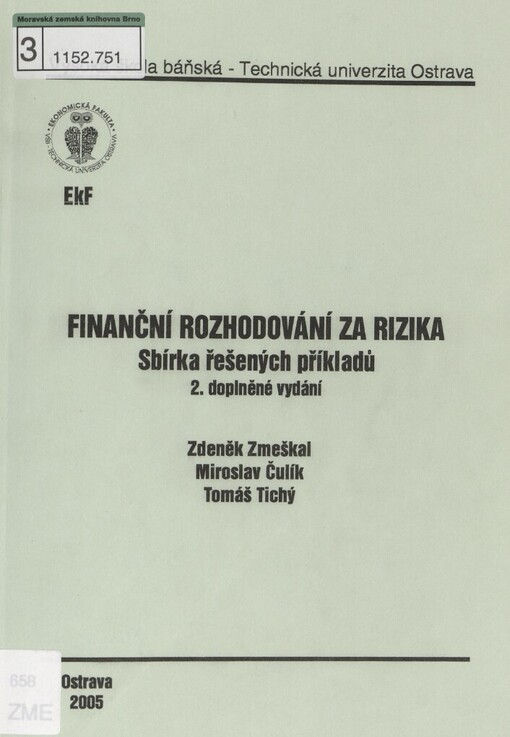 Finanční rozhodování za rizika: sbírka řešených příkladů
