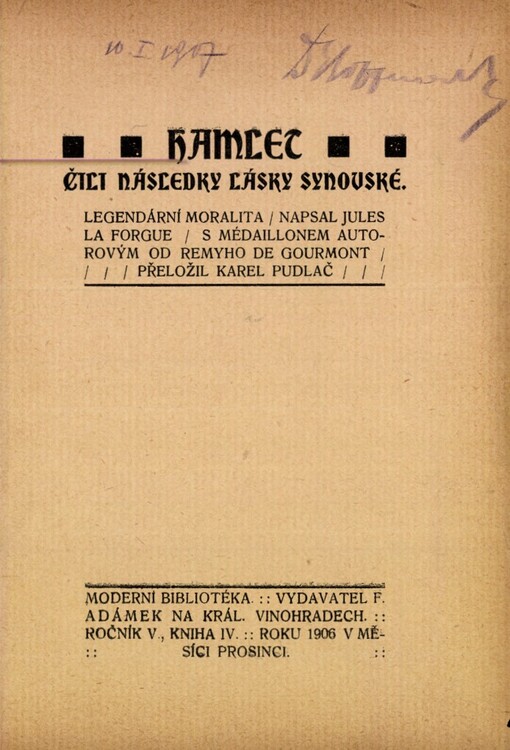 Hamlet čili následky lásky synovské: legendární moralita