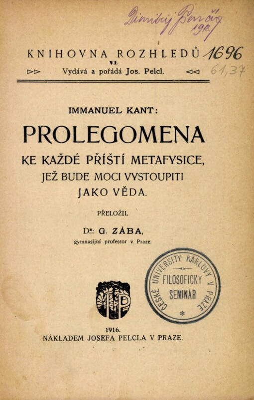 Prolegomena ke každé příští metafysice, jež bude moci vystoupiti jako věda