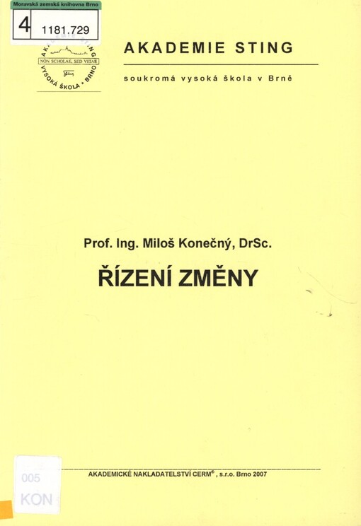Řízení změny: studijní text pro distanční vzdělávání