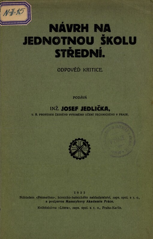 Návrh na jednotnou školu střední :odpověď kritice