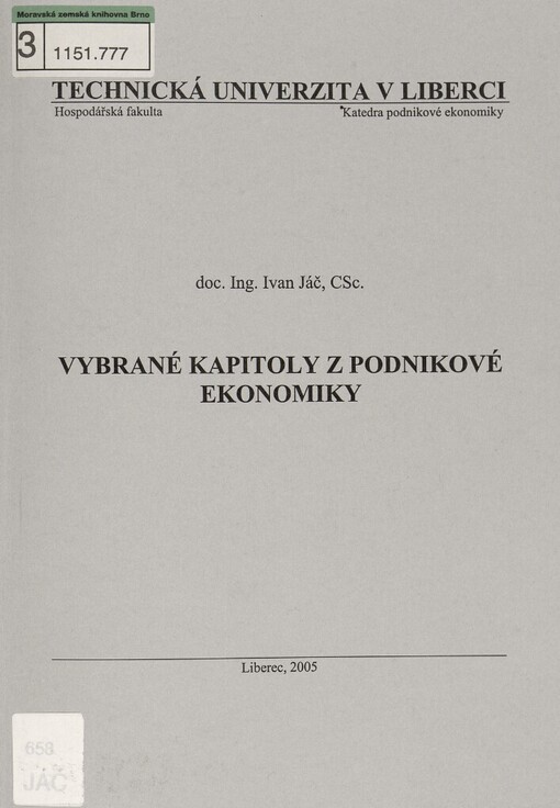 Vybrané kapitoly z podnikové ekonomiky