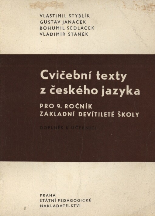 Cvičební texty z českého jazyka pro 9. ročník základní devítileté školy :doplněk k učebnici