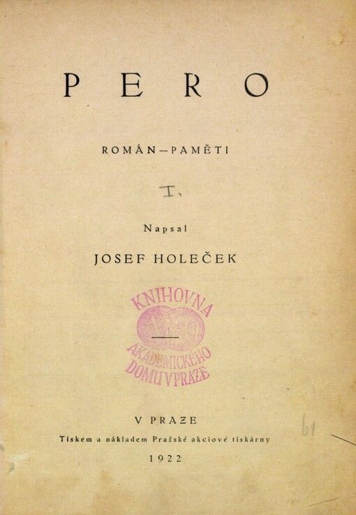 Pero :román - paměti.[I]