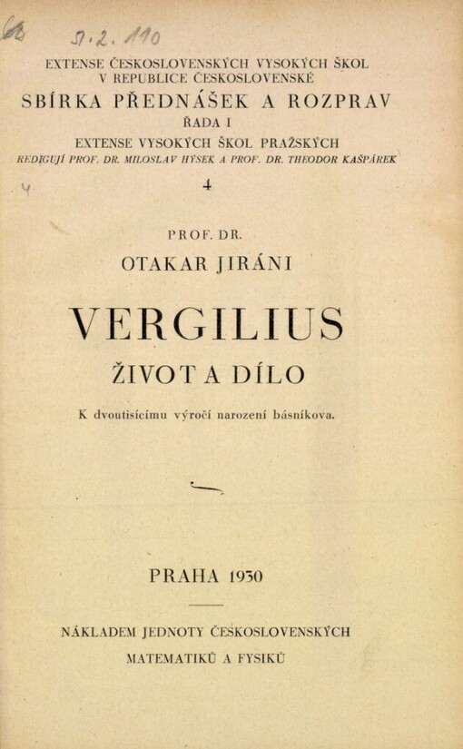 Vergilius :život a dílo : k dvoutisícímu výročí narození básníkova